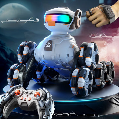 Eight-wheeled stunt transformable robot dog